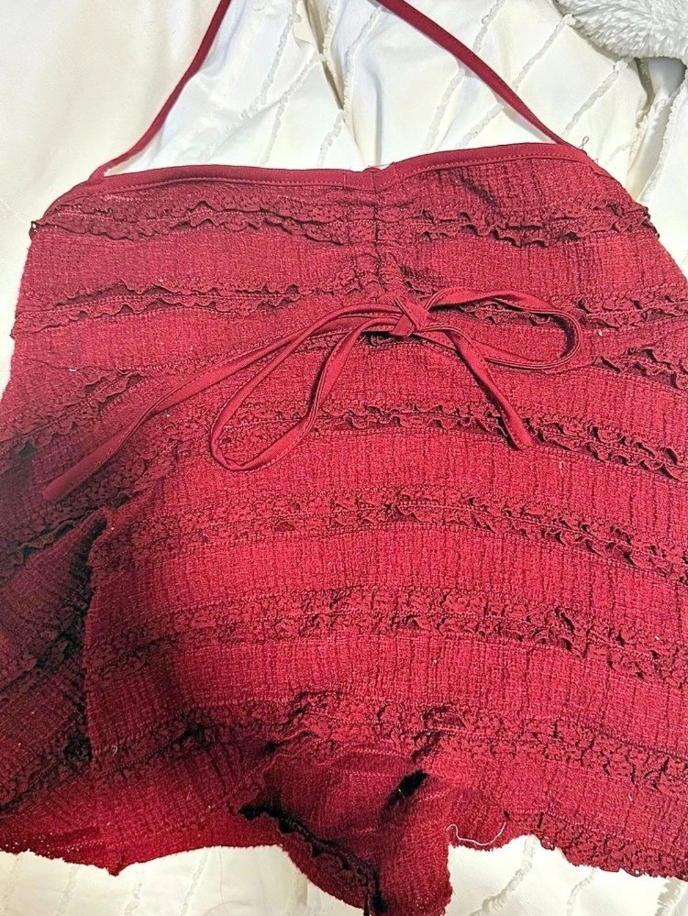 Red Lace Halter Top